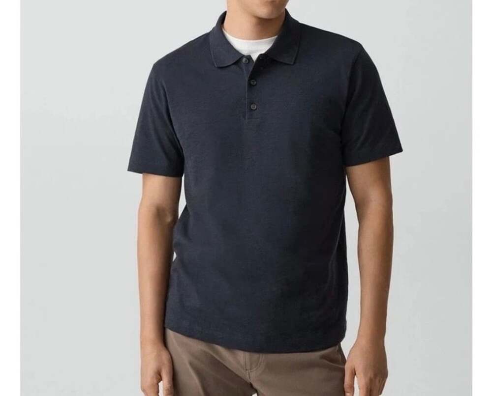 Theory Polo Shirt Size M Dark Gray Pima Cotton